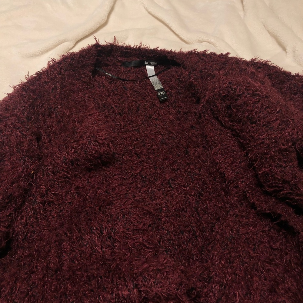 Maroon fuzzy cardigan